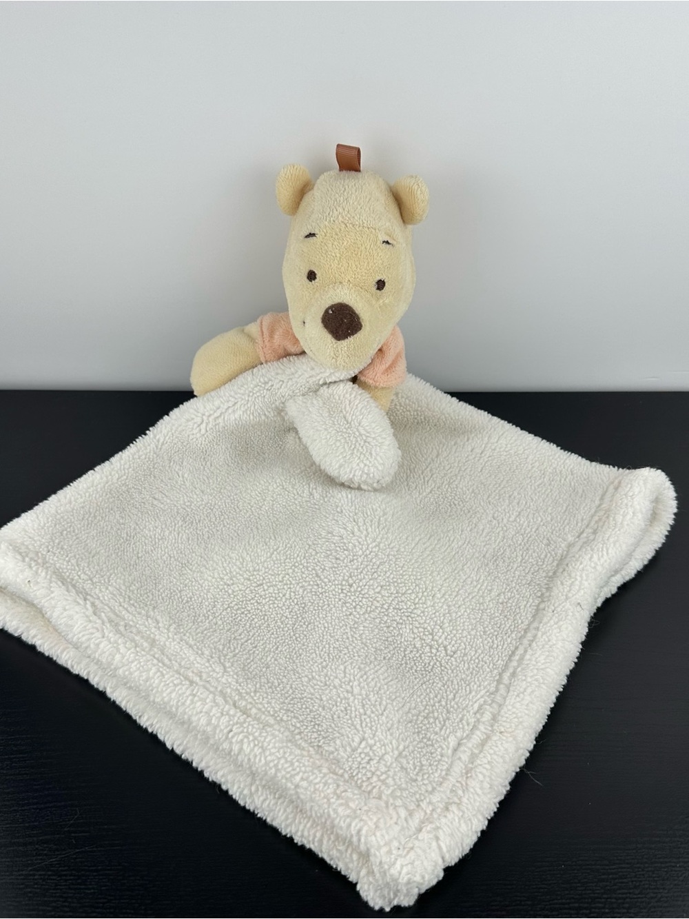 Winnie the Pooh Baby Lovey Security Blanket White Nursery Plush 15”